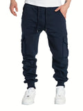 Classic Design Multi Flap Pockets Cargo Pants, Men's Casual Sweatpants Drawstring Cargo Pants Hip Hop Joggers For Autumn Summer Outdoor