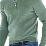 kkboxly Fleece Long Sleeves Zipper Stand Collar Pullover Thermal Underwear Tops, Men's Casual Top Shirts