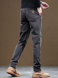 kkboxly  Men's Casual Warm Slim Fit Trousers, Semi-Formal cropped Pants For Fall Winter Business Leisure Activities