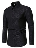 kkboxly Men's Elegant Floral Print Long Sleeve Shirt For Business