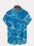 2025 kkboxly  Men's Plus Size Hawaiian Shirt with Water Ripple Pattern - Button Down Short Sleeve Dress Shirt