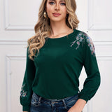 kkboxly  Floral Print Cold Shoulder T-shirt, Elegant Crew Neck T-shirt For Spring & Fall, Women's Clothing