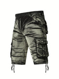 kkboxly Camo Pattern Cotton Breathable Men's Embroidery Cargo Short Pants, Lightweight Flap Pocket Loose Trendy Shorts, Men's Work Pants Outdoors For Hiking Fishing