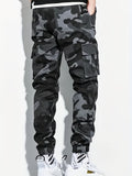 Camouflage Multi Pockets, Men's Cotton Cargo Pants, Trendy Comfy Jogger Pants Work Pants, Mens Clothing