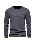 kkboxly  Men's Cotton Letter Print Long Sleeve T-Shirt