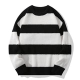 kkboxly  Trendy Men's Color Block Knitted Sweater - Warm And Comfortable Loose Pullover For Stylish Men