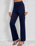 kkboxly  Solid High Waist Pants, Casual Long Pants For Spring & Fall, Women's Clothing