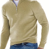 kkboxly Fleece Long Sleeves Zipper Stand Collar Pullover Thermal Underwear Tops, Men's Casual Top Shirts