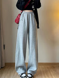 kkboxly Solid Elastic High Waist Sweatpants, Casual Sporty Wide Leg Pants With Pocket, Women's Clothing