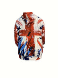 kkboxly Plus Size UK Flag Graphic Print Hooded Sweatshirt For Spring Fall Winter, Men's Clothing