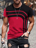 kkboxly Men's Geometric Striped Novelty T-Shirt - Casual Summer Tee with Classic Pattern