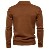 kkboxly  Men's Long Sleeve Turtleneck Knitted Sweater, Men's Casual Warm Solid Mid Stretch Pullover Sweater For Fall Winter