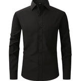 kkboxly  Men's Dress Shirt, Long Sleeve Button Down Lapel Slim Fit Classic Shirt For Business Best Sellers