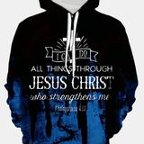 JESUS CHRIST Print Hoodie, Cool Hoodies For Men, Men's Casual Graphic Design Pullover Hooded Sweatshirt With Kangaroo Pocket Streetwear For Winter Fall, As Gifts