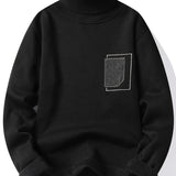 kkboxly  Turtle Neck Knitted Sweater, Men's Casual Warm Solid Slightly Stretch Pullover Sweater For Fall Winter