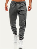 kkboxly  Zipper Pocket Joggers, Men's Casual Loose Fit Slightly Stretch Waist Drawstring Pants For The Four Seasons Fitness Cycling