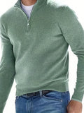 Long Sleeves Zipper Stand Collar Pullover Tops, Men's Casual Top Shirts