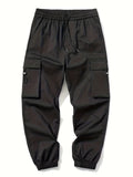 Kid's Pockets Patched Cargo Pants, Elastic Waist Trousers, Boy's Clothes For All Seasons