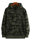 kkboxly  Men's Camo Loose Pullover Hooded Fleece Sweatshirt For Autumn And Winter