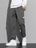 kkboxly  Trendy Solid Cargo Pants, Men's Multi Flap Pocket Trousers, Loose Casual Outdoor Joggers Pants, Men's Work Pants Outdoors Streetwear Hip Hop Style