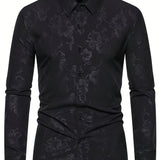 kkboxly Men's Elegant Floral Print Long Sleeve Shirt For Business