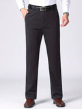 kkboxly  Classic Design Dress Pants, Men's Casual Solid Color Slightly Stretch Dress Pants For Spring Summer Business