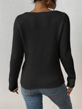 kkboxly  Solid Rib Knit Sweater, Casual Long Sleeve V Neck Slim Sweater, Women's Clothing