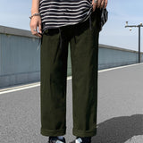 kkboxly  Men's Casual Straight Leg Pants, Classic Design Cropped Pants