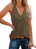 kkboxly  Solid V Neck Tank Top, Casual Sleeveless Tank Top For Summer, Women's Clothing