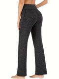 kkboxly  Space Dye Wide Leg Pants, Casual Workout High Waist Pants, Women's Clothing