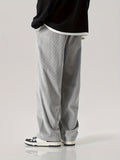 kkboxly  Men's Corduroy Wide Leg Pants, Casual Waist Drawstring Trousers For Leisure Activities