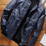 kkboxly  Men's Casual Black Zipper PU Leather Jacket Gifts