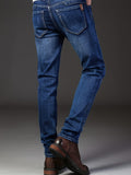 kkboxly  Classic Design Semi-formal Jeans, Men's Casual Stretch Denim Pants For All Seasons Business