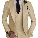 kkboxly Men's 3 Piece Suit Slim Fit Suits One Button Blazer Vest Pants Formal Business Wedding Prom Suits