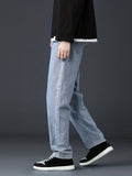 kkboxly  Classic Design Loose Fit Jeans, Men's Casual Street Style Denim Pants For All Seasons