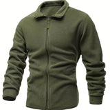 kkboxly  Men's Double-sided Fleece Tactical Sweatshirt, Casual Zip Up Coat For Fall Winter