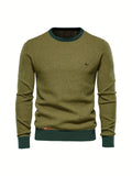 kkboxly  Men's Long Sleeved Sweater, Men's Knitted Pullover For Spring And Autumn