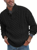 kkboxly  All Match Knitted Cable Sweater, Men's Casual Warm Middle Stretch Stand Collar Pullover Sweater For Fall Winter