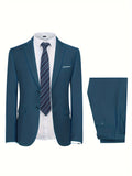 kkboxly  Formal 2 Pieces Set, Men's Two Button Suit Jacket & Dress Pants Suit Set For Business Dinner Wedding Party