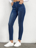 kkboxly  Plain Fleece Liner Skinny Jeans, Slim Fit Mid-Stretch Keep Warm Casual Denim Pants, Women's Denim Jeans & Clothing