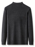 kkboxly  Men's Stylish Loose Knitted Sweater, Casual Slightly Stretch Breathable Long Sleeve Turtle Neck Top For City Walk Street Hanging Outdoor Activities