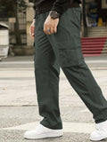 kkboxly  Men's Classic Cargo Pants With Multi Pockets, Active Comfy Drawstring Pants For All Seasons Outdoor