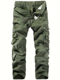 kkboxly  Men's Casual Multi Pocket Pants, Chic Cargo Pants For Outdoor Activities