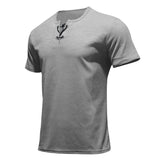 2025KKBOXLY Summer New sports casual fashion slim fit breathable men's short-sleeved T-shirt, 2025 men's strap Henry shirt top