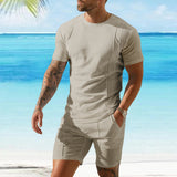 KKBOXLY 2025 quick sale summer new men's pullover T-shirt sports and leisure top men's short-sleeved shorts cover