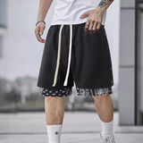 KKBOXLY popular summer street hip-hop cashew flower splicing breasted shorts men's loose trendy brand trendy casual five-point pants men