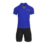 KKBOXLY 2025 summer men's wear with short-sleeved shorts two-piece set, heavy waffle lapel T-shirt, casual sports suit