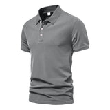 KKBOXLY 2025 sports men's twill POLO shirt fashion casual lapel button men's solid color slim-fit short-sleeved T-shirt