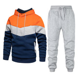 KKBOXLY 2025  Hot Trade Men's Sports Suit Fashion Casual Spring and Autumn Splicing Hooded Sweater Pants Two-piece Set