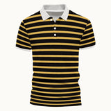 KKBOXLY 2025 New 2025 leisure summer new pullover lapel collar striped button mesh short-sleeved POLO shirt men's clothing